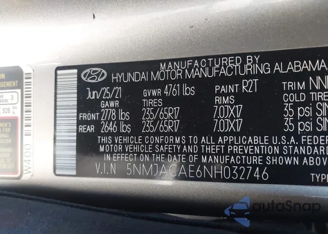 2022 Hyundai Tucson Se из США, поврежденный, VIN 5NMJACAE6NH032746